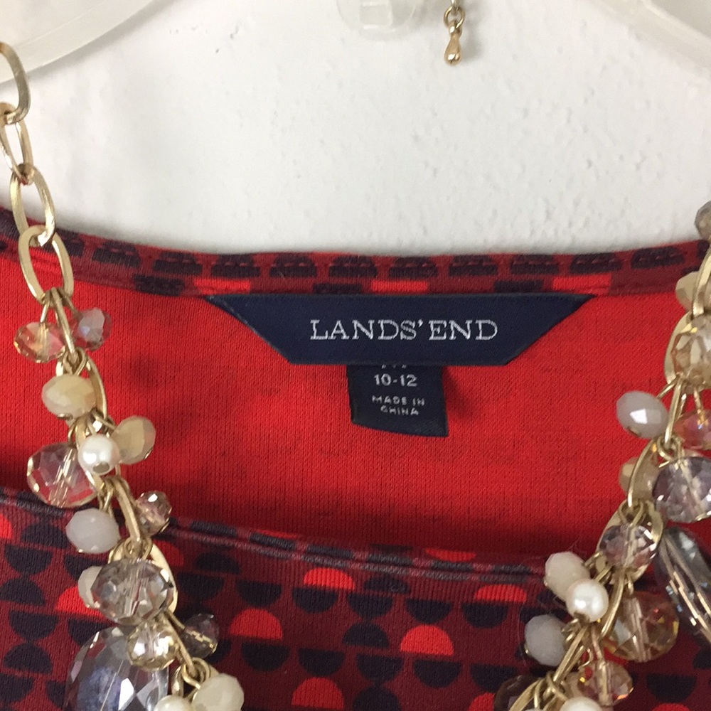 Red patterned Land’s End dress M 10-12 - Picture 4 of 5